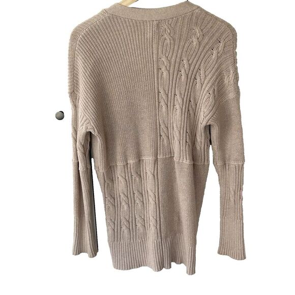 Joie Cardigan Sweater Size Small Cable Knit Oatmeal Cotton Tunic Classic Preppy - Picture 6 of 6